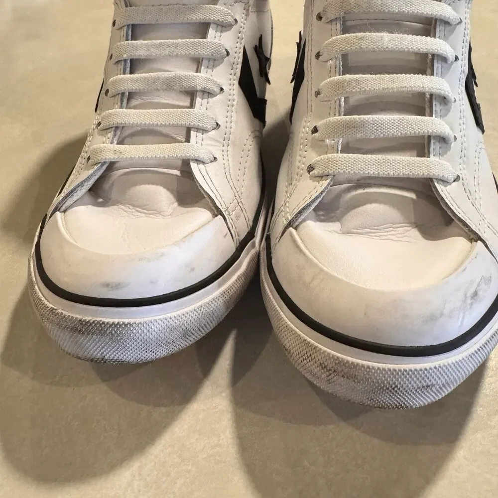 Converse All Star Pro Blaze Strap Leather High Top Sneakers 6 Youth White Black
